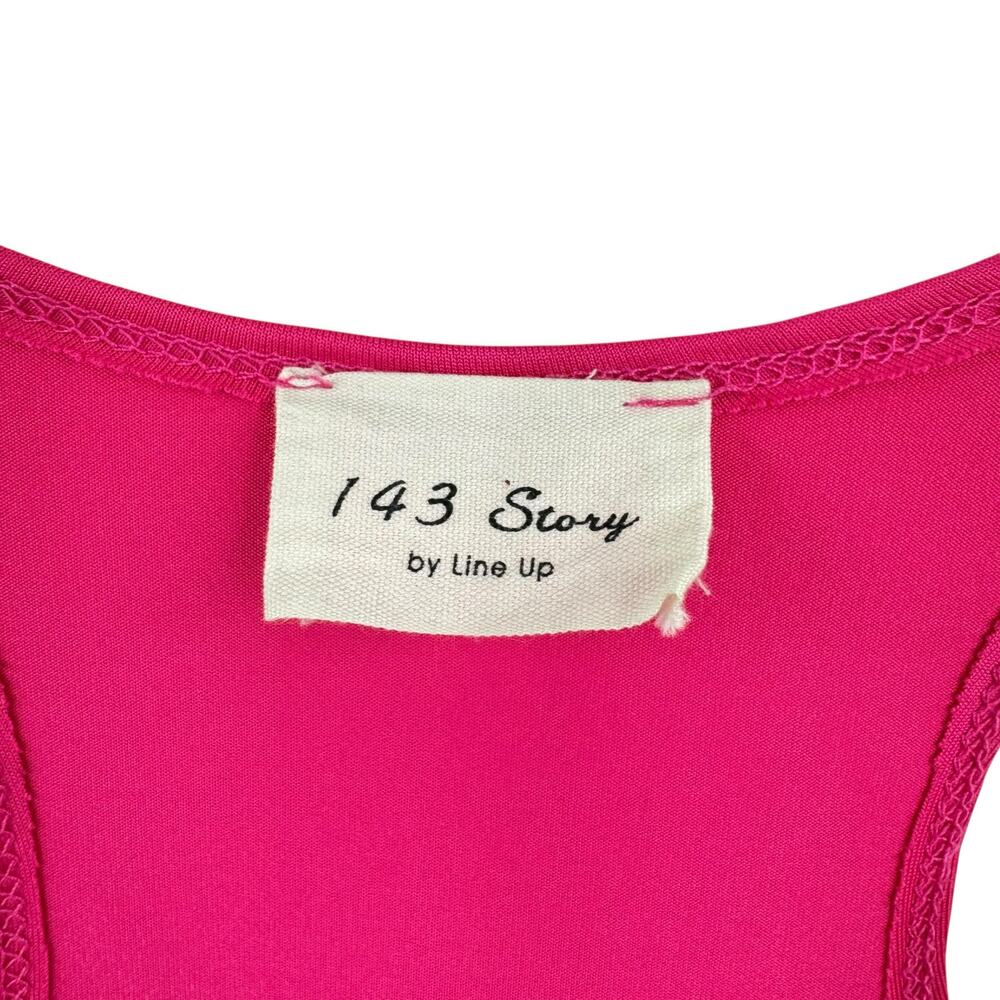 143 Story Lizzy Two Piece Hot Pink Ruffle High Waist Legging Crop Tank Set - Picture 14 of 16